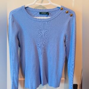 Ralph Lauren Blue Knit Long Sleeve with Gold Buttons